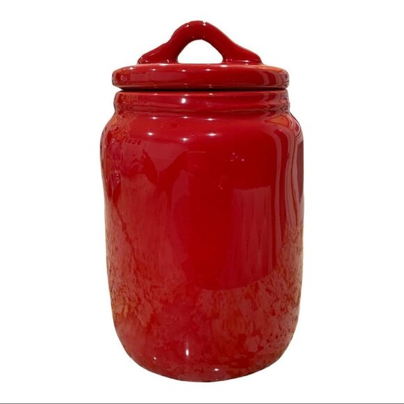 New RAE DUNN Holiday LL "COCOA" Red Small Baby Canister By Magenta - Picture 3 of 4